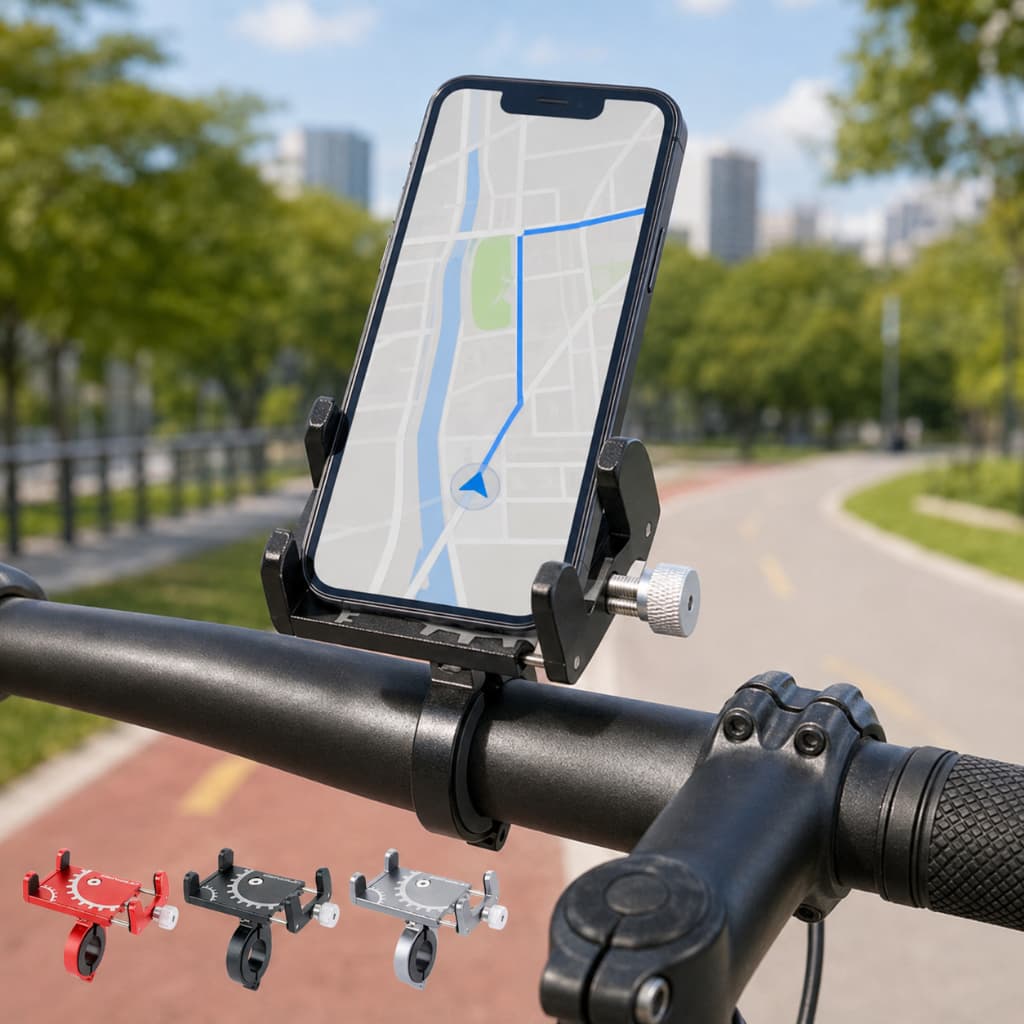Suporte para Celular GPS, Bicicleta e Moto em Alumínio Resistente, Fixador Universal Modelo A7456