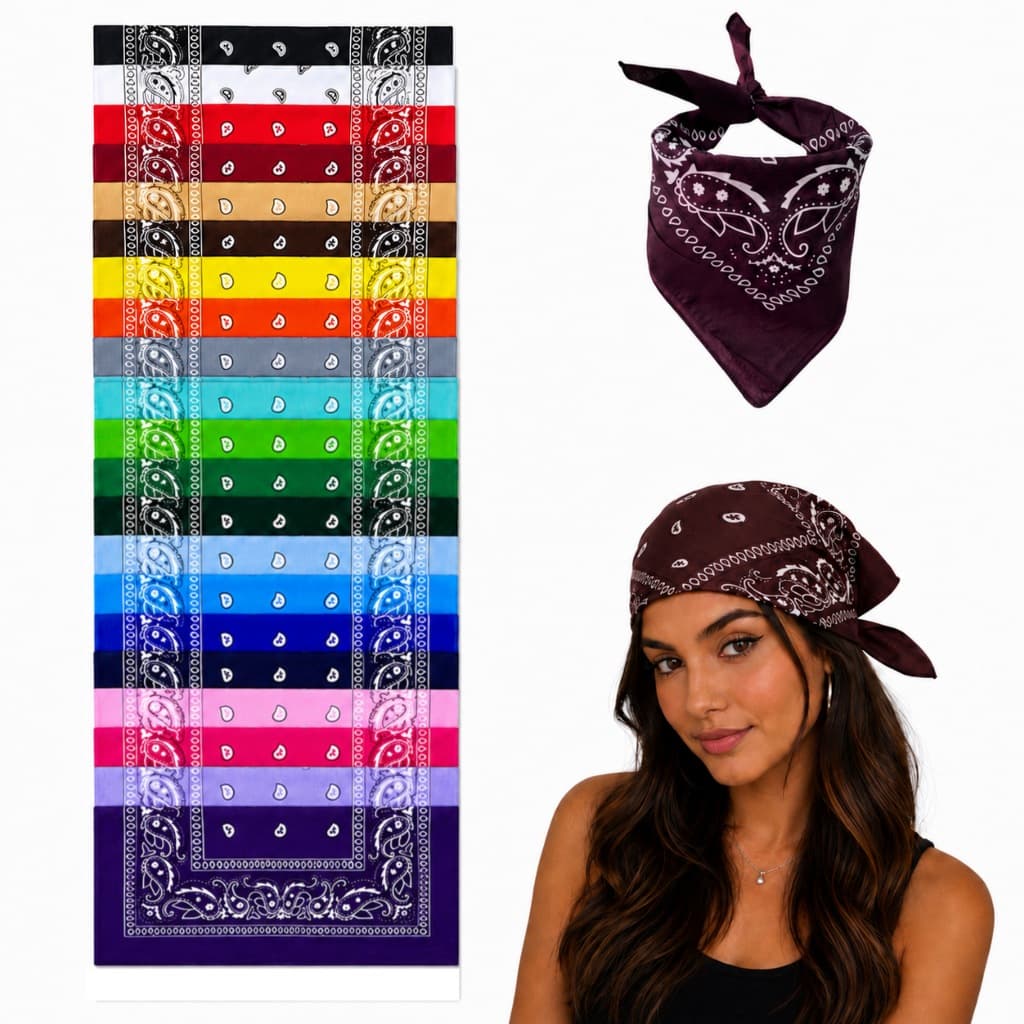 8 Bandanas Escolha as Cores Bandana Lenço Estampado Em Poliéster