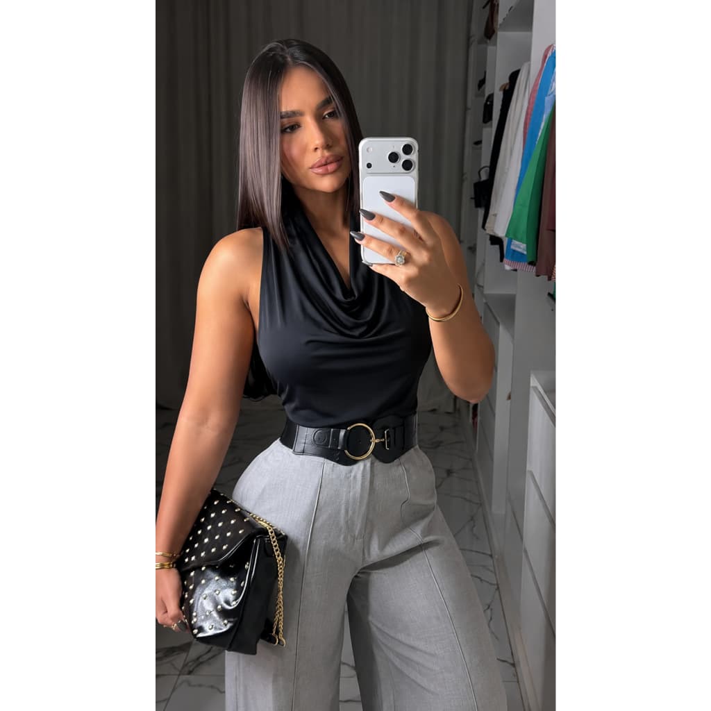 Blusa Feminina Regata Gola Boba Suplex Premium Regata Drapeada Blusinha Regata Verão