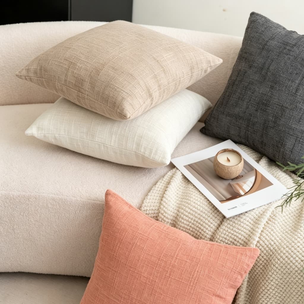 Almofada Decorativa Cheia Tecido Linho 45x45cm, Diversas Cores, Ideal para Decoração Sofá Sala e Quarto