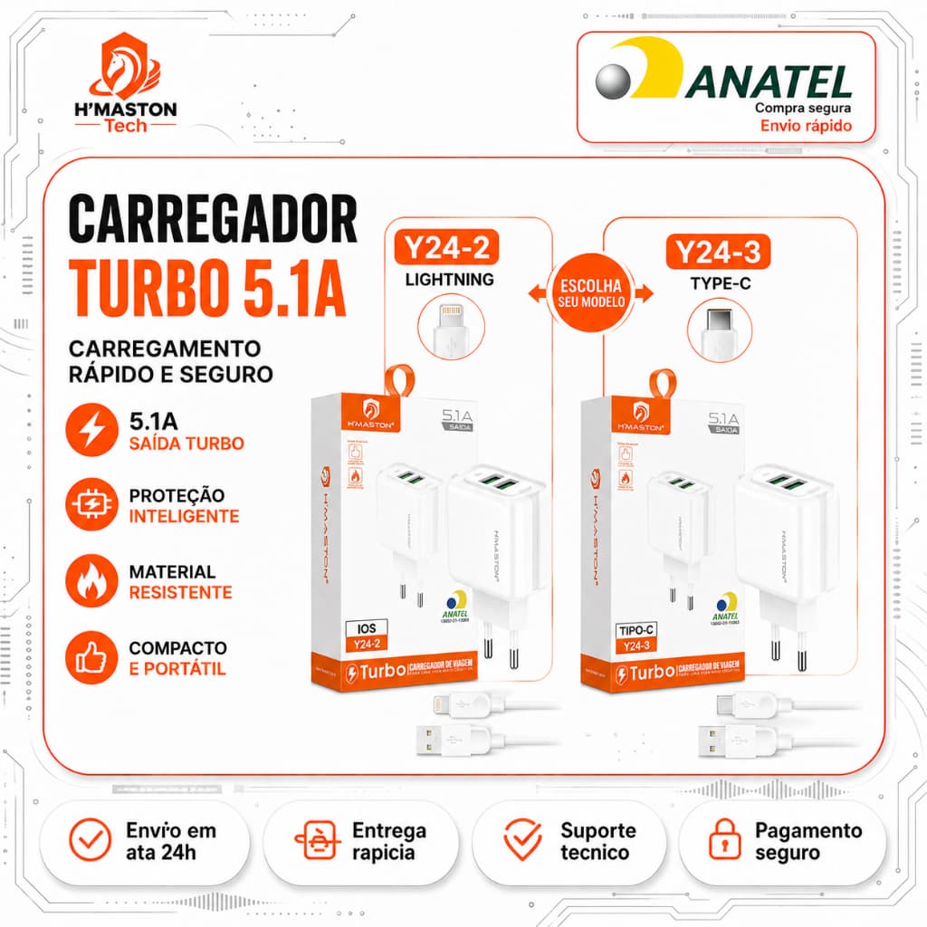 H'maston Y24 25w Carregador Iphone Turbo Carregador Turbo Tipo C Cabo Carregador Tipo C Turbo Carregador Para Iphone
