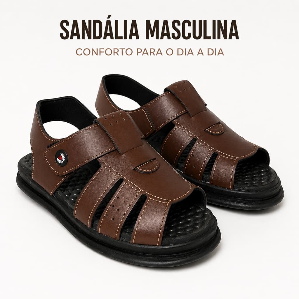 Sandália Masculina Ortopédica Anatômica Confortável Ajustável Solado Macio 37/38 ao 43/44