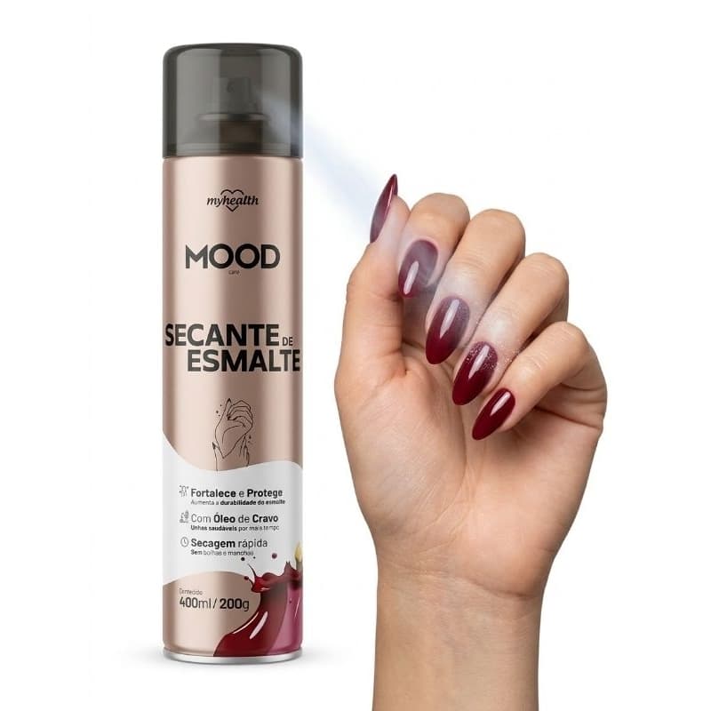 Kit Spray Secante de Esmalte Mood Care Óleo de Cravo| fortalecedor| Secagem Rápida 400ml