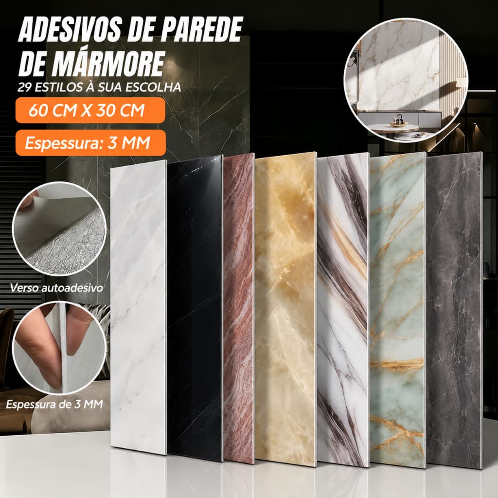 10/20/30 Peças Placas Adesiva 3D Mármore De Parede Relevo Lavável 60cm × 30cm Decoração Para Casa