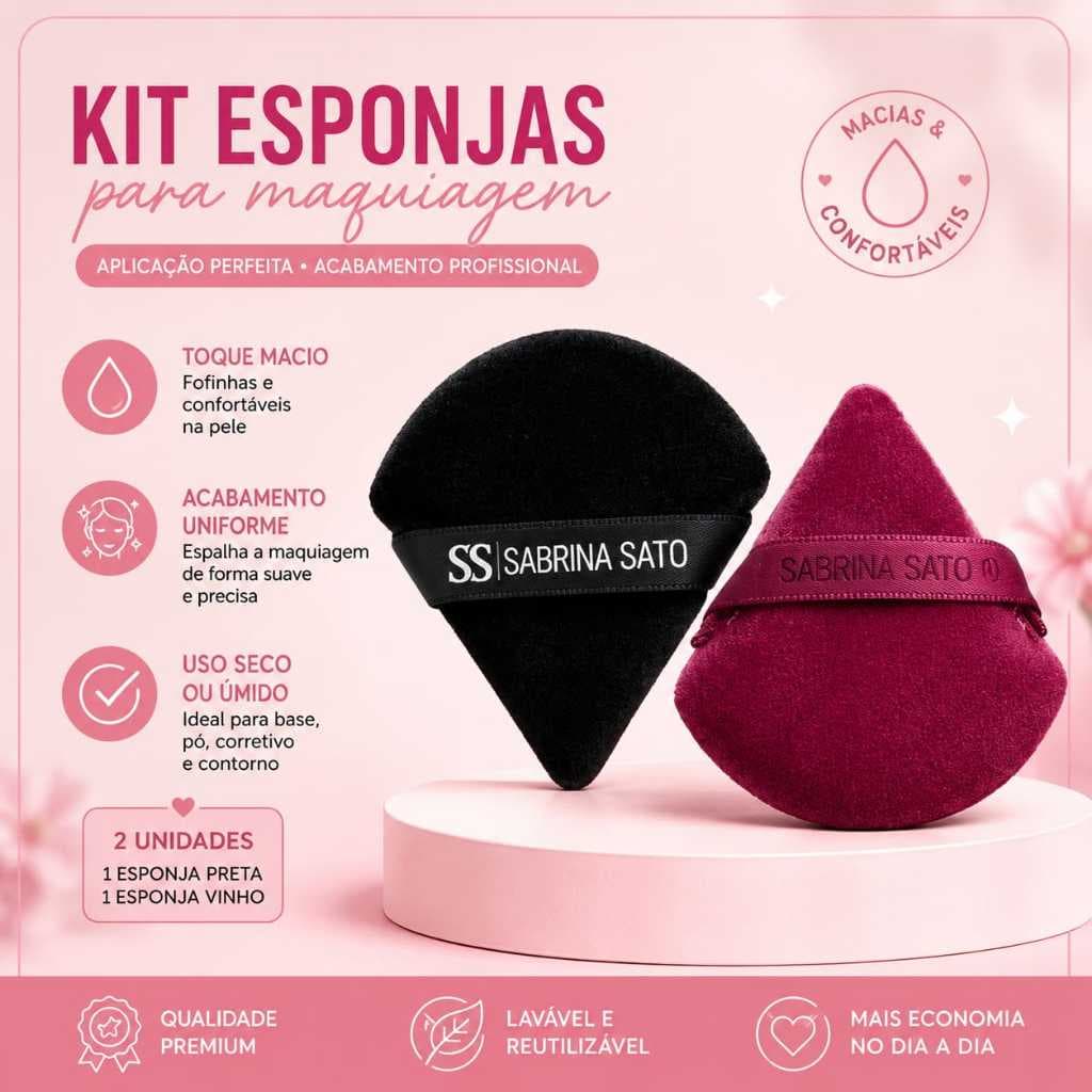 Kit 2 Esponjas para Pó Sabrina Sato – Esponja para Maquiagem Facial