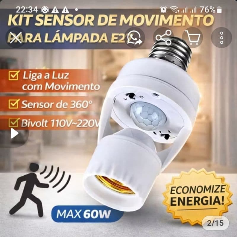 Sensor De Presença Com Fotocélula Para Lâmpada Soquete E27 01