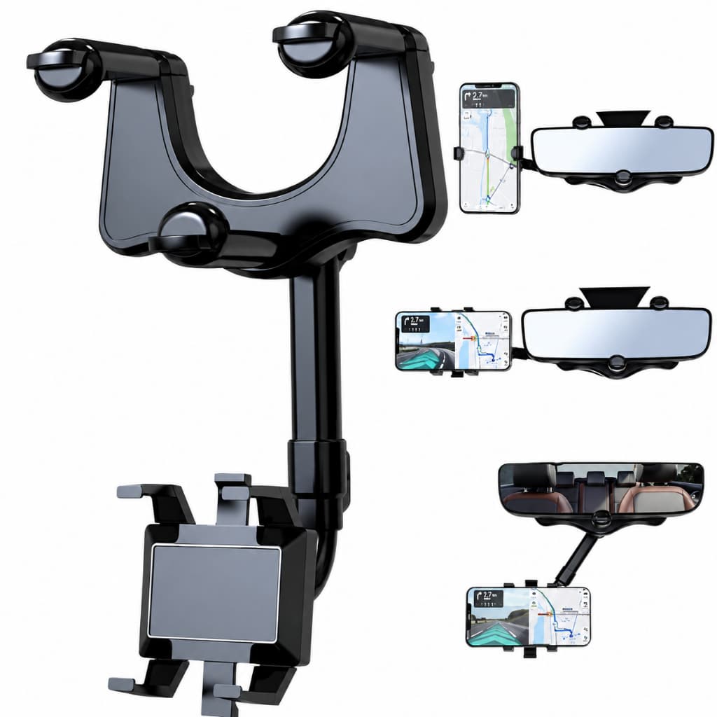 Suporte Veicular para Celular no Retrovisor 360° Ajustável e Extensível