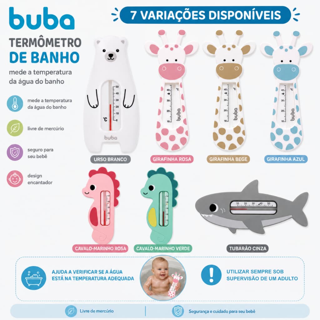 Termômetro de Banho Infantil Buba para Medir Temperatura da Água