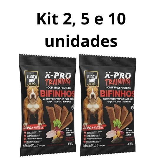 Kit Bifinhos Lunch Dog Super Premium X-pro Training 65g Com Whey e BCAA
