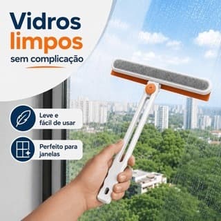 Rodo Limpador 2 em 1 Dobrável Vidros Janelas Box Espelhos Pia Esponja