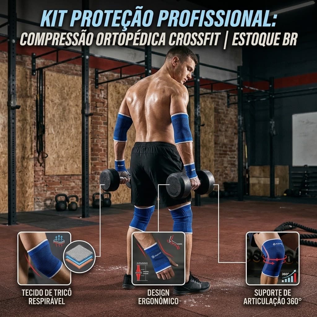 Kit Ortopédico Joelheira Cotoveleira Munhequeira Luva Compressão Esporte Academia Crossfit