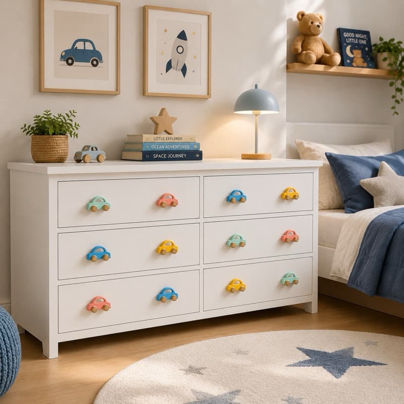 Puxador de Gaveta Carrinho Infantil para Cômoda Armário Guarda-Roupa Quarto Bebê