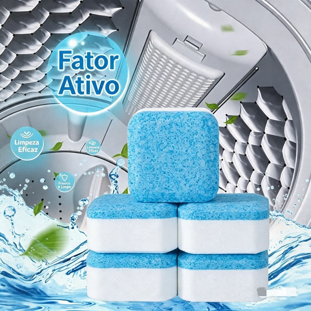 Kit 10 Limpador de máquina de lavar comprimido efervescente sólido para remover manchas