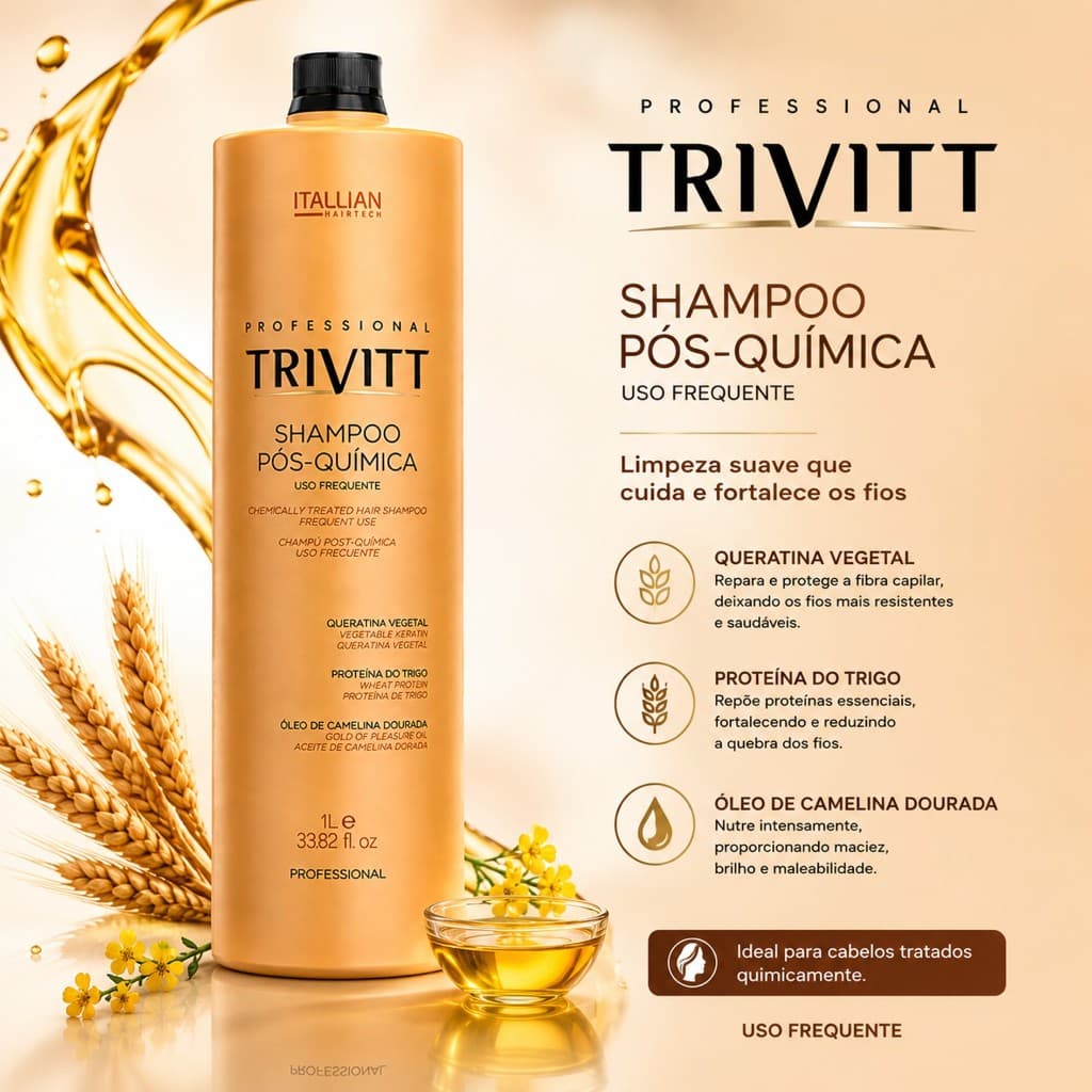 Shampoo Pós-Química Uso Frequente 1LT - Trivitt
