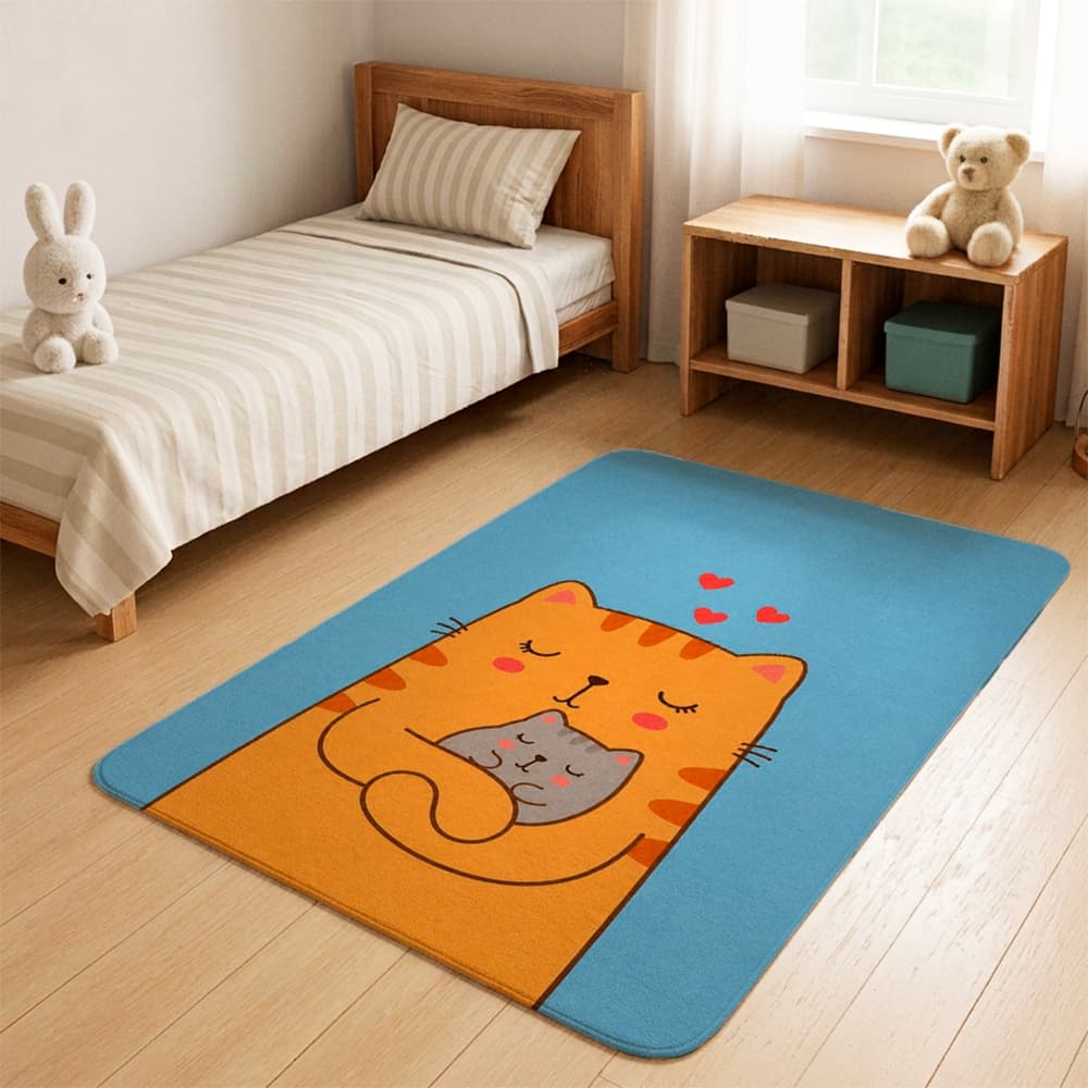 Tapete Kids para Bebê e Criança 69x118 Grande Antiderrapante Estampado para Brincar Quarto Sala Atividades Infantil