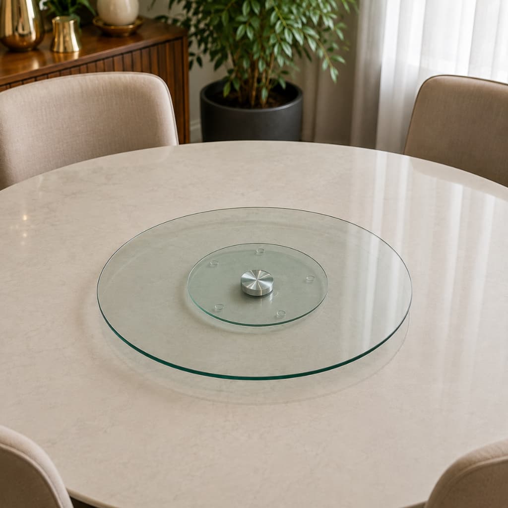 Centro de Mesa Giratório 30cm Vidro Transparente Bandeja Giratória 360° para Servir Petiscos
