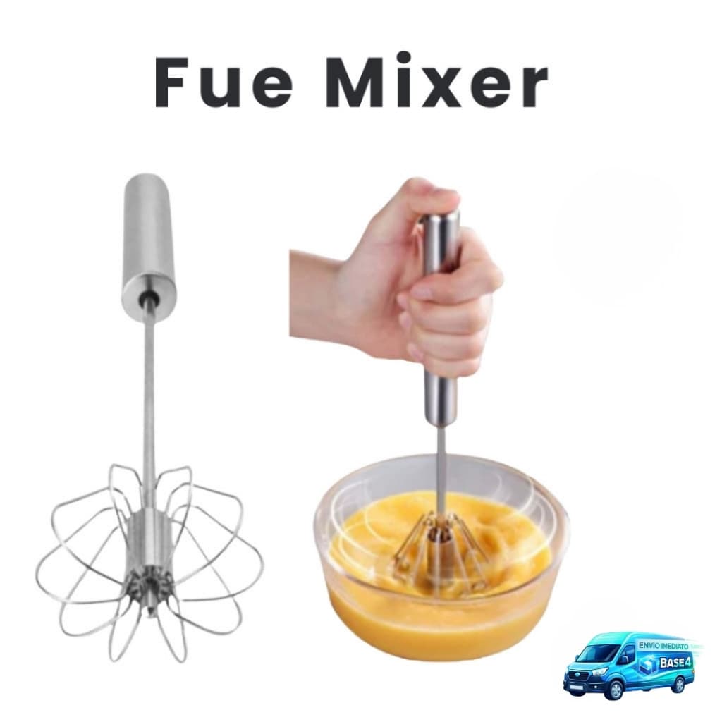 Fue Batedor de Ovos Mixer Manual Giratório Semi Automático Inox Profissional Reforçado