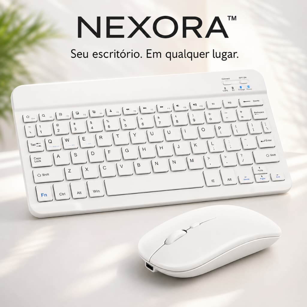 NEXORA™ Kit Teclado + Mouse Bluetooth Sem Fio para Celular Tablet Notebook