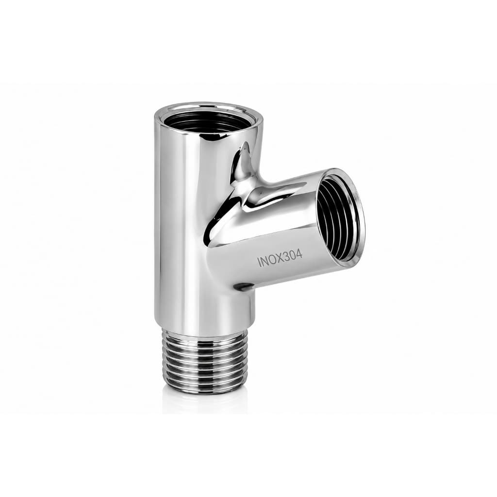 Junção em Y inox Cromada 1/2 Adaptador Conexão de Água rosca