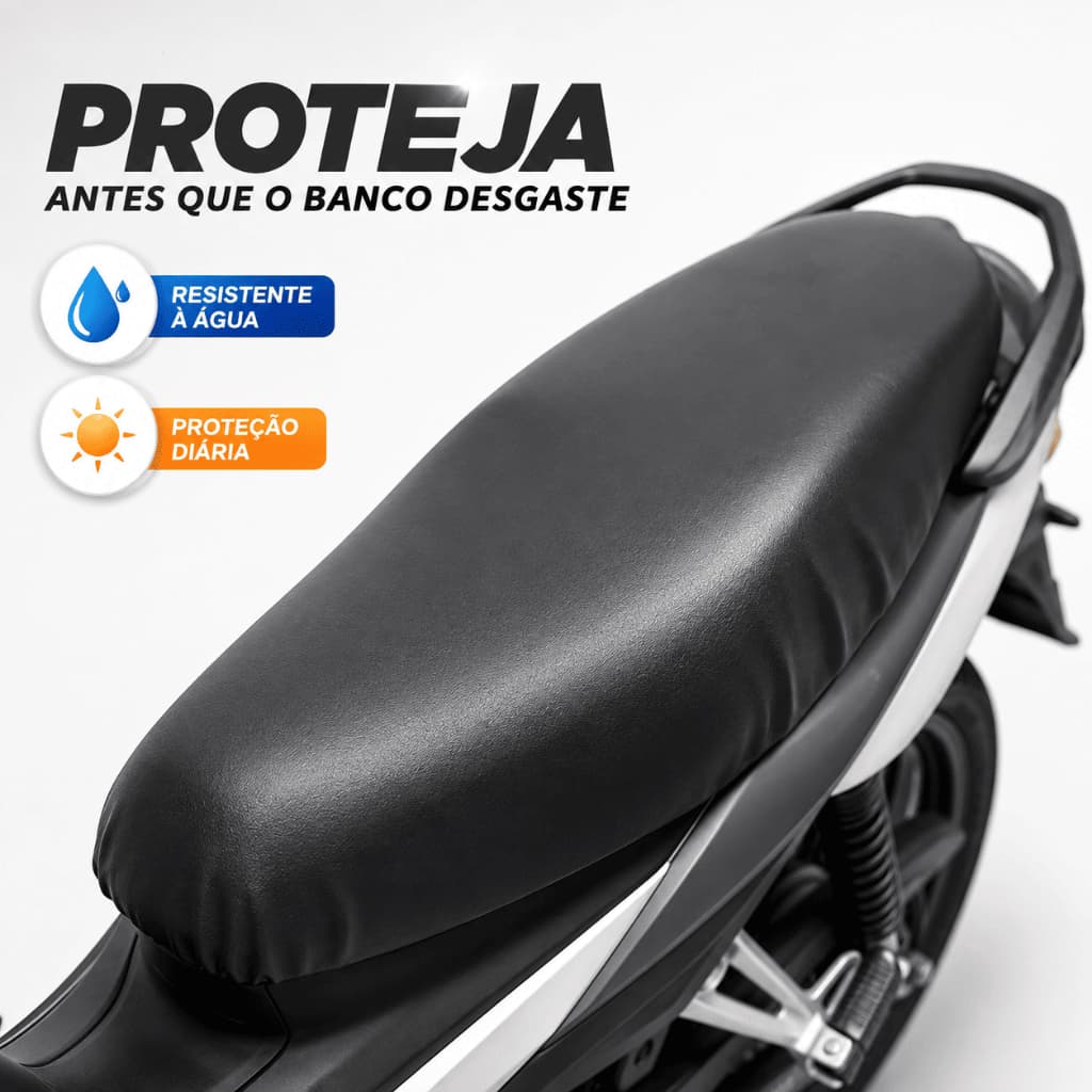Capa Banco de Moto Universal Couro PU Impermeável Preta