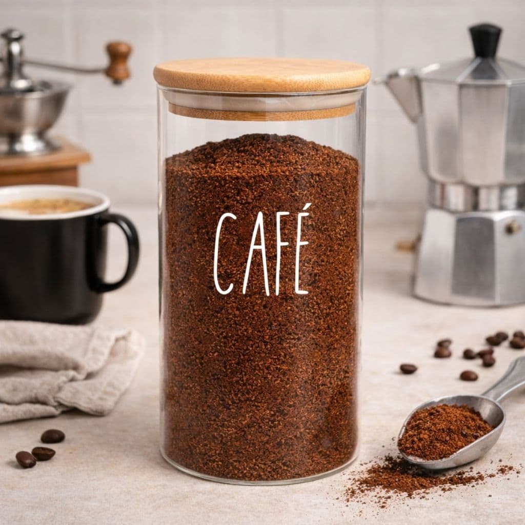Pote de vidro redondo para Mantimentos com tampa hermética de bambu 1,1L