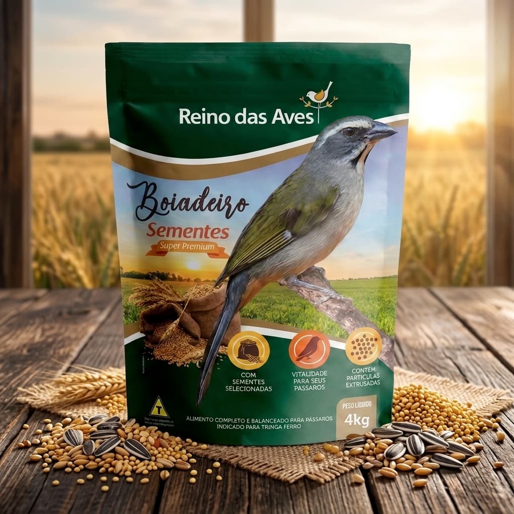 Ração Boiadeiro Sementes 4Kg para Pássaros e Aves Reino das Aves