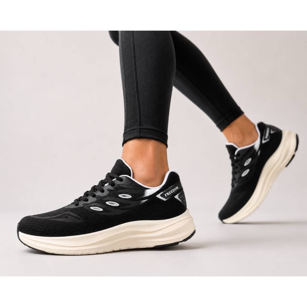 Tênis Feminino Esportivo Freedom Estiloso Sola Alta Confortável Premium Super Leve