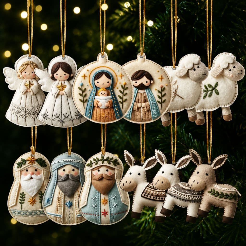 Kit 12 Enfeites 2D Presépio Nascimento Jesus Sagrada Família Decoração Árvore de Natal