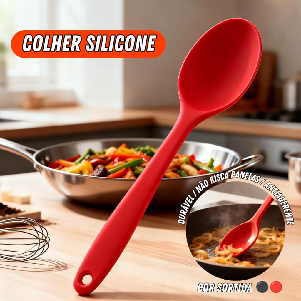 Kit 1/3 Colheres de Arroz Silicone Para Cozinha Profissional Alta Qualidade Premium