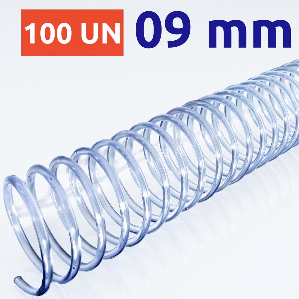 ESPIRAL 09MM CRISTAL PARA 50 FLS, COMBAHAMAS, 100 UN