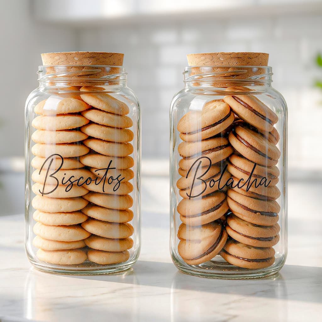 KIT 2 Potes 810ml Biscoitos e Bolacha - Rolha de Cortiça, Cantinho do Café, Cozinha