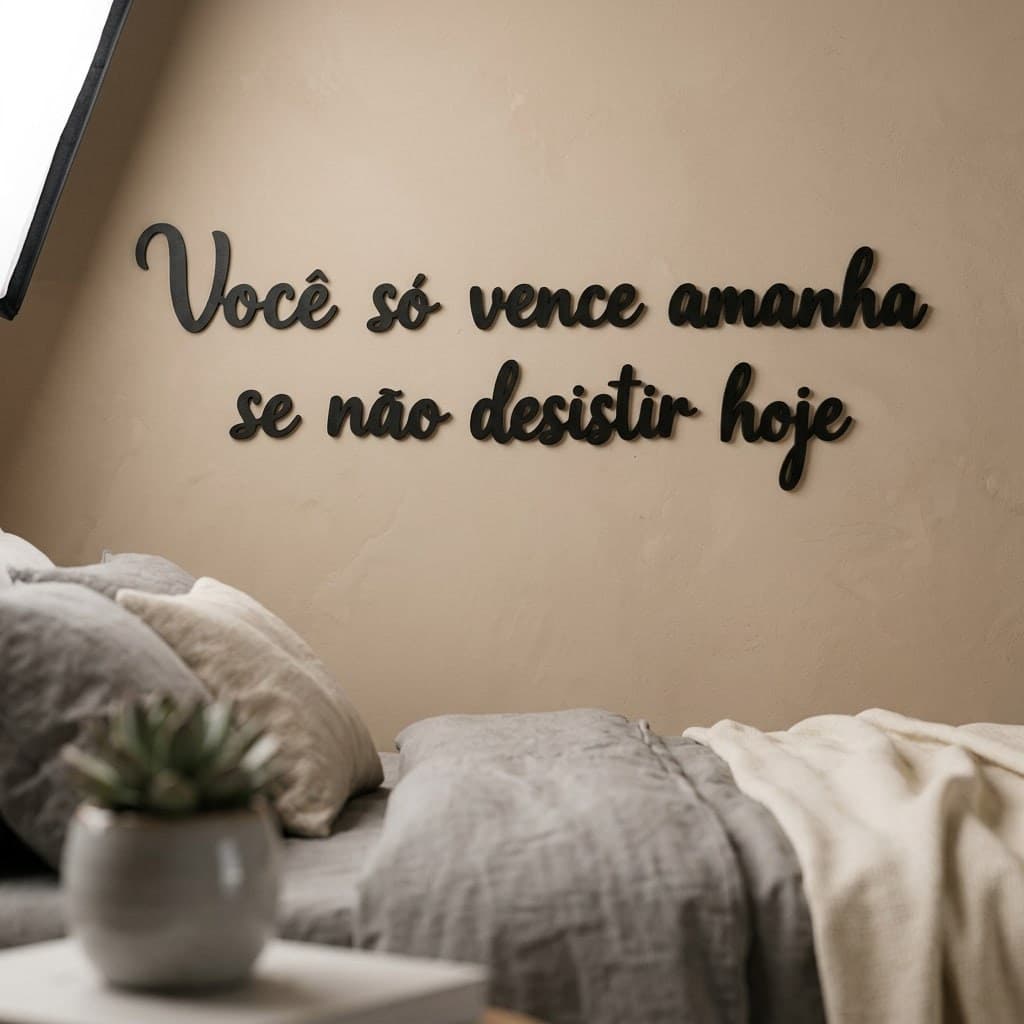 Frase Decorativas Você Só Vence Amanhã para Parede em MDF Preto Decoração Para Casa