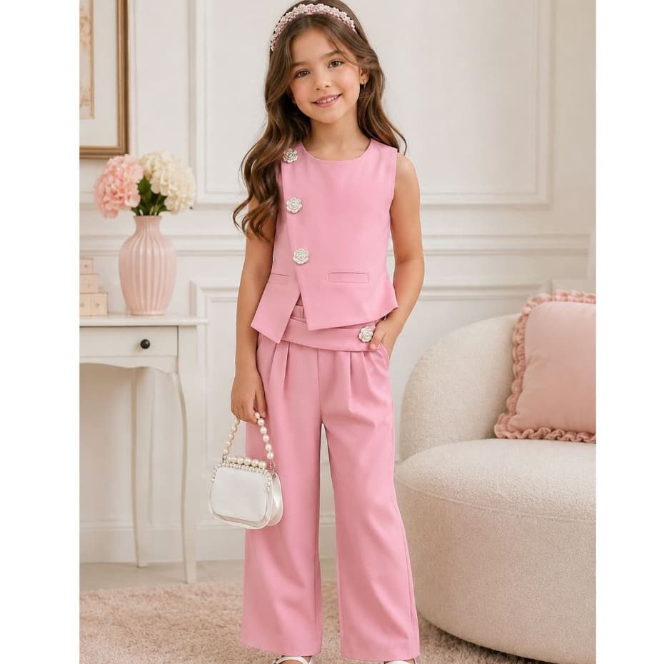 Conjunto Infantil Menina Blusa  + Calça Pantalona verao