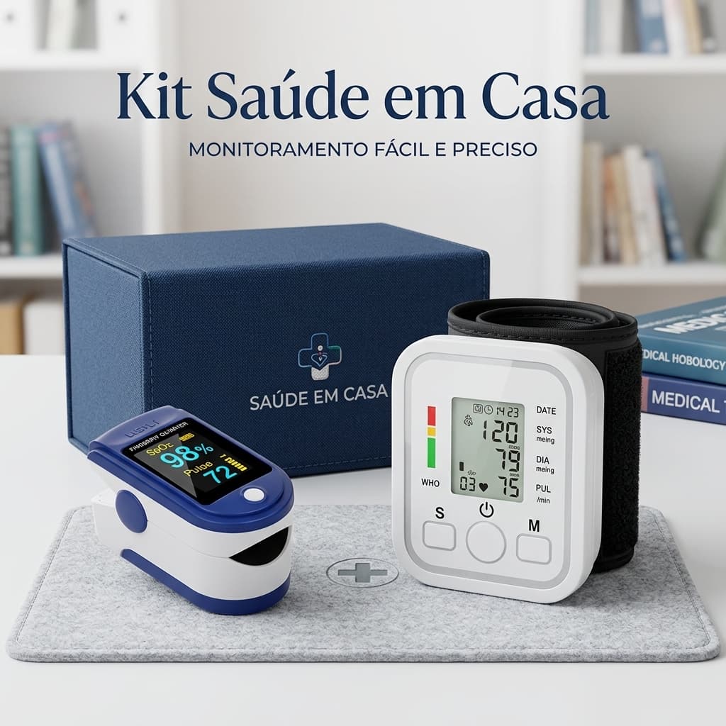 Aparelho Medidor de Pressão Arterial Esfigmomanometro + Oximetro Digital De Dedo
