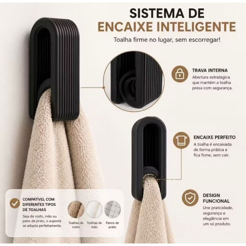 Suporte Toalha Sem furo Auto Adesivo Porta Toalha Toalha Banheiro Cozinha