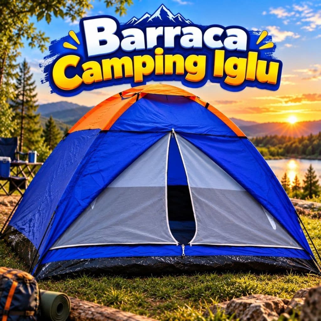 Barraca Camping Iglu Gamma 4 Pessoas Poliéster Fibra de Vidro Azul Leve para Camping Pesca Trilhas Viagens