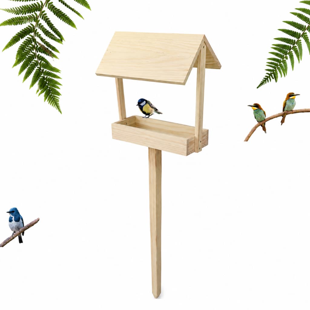 Casinha Passarinho Comedouro Tratador Pássaros Livres Beija-Flor Com Bebedouro- 78x15x30cm