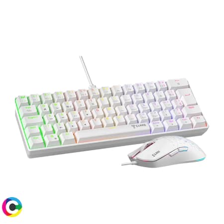Kit Combo Teclado Mecanico Gamer + Mouse Gamer com Fio RGB Branco Reaver Clanm e Alta Performance