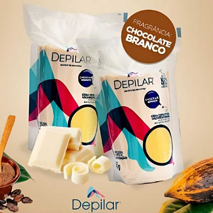 Cera Depilatória de Chocolate Branco Elástica 500g Depilar