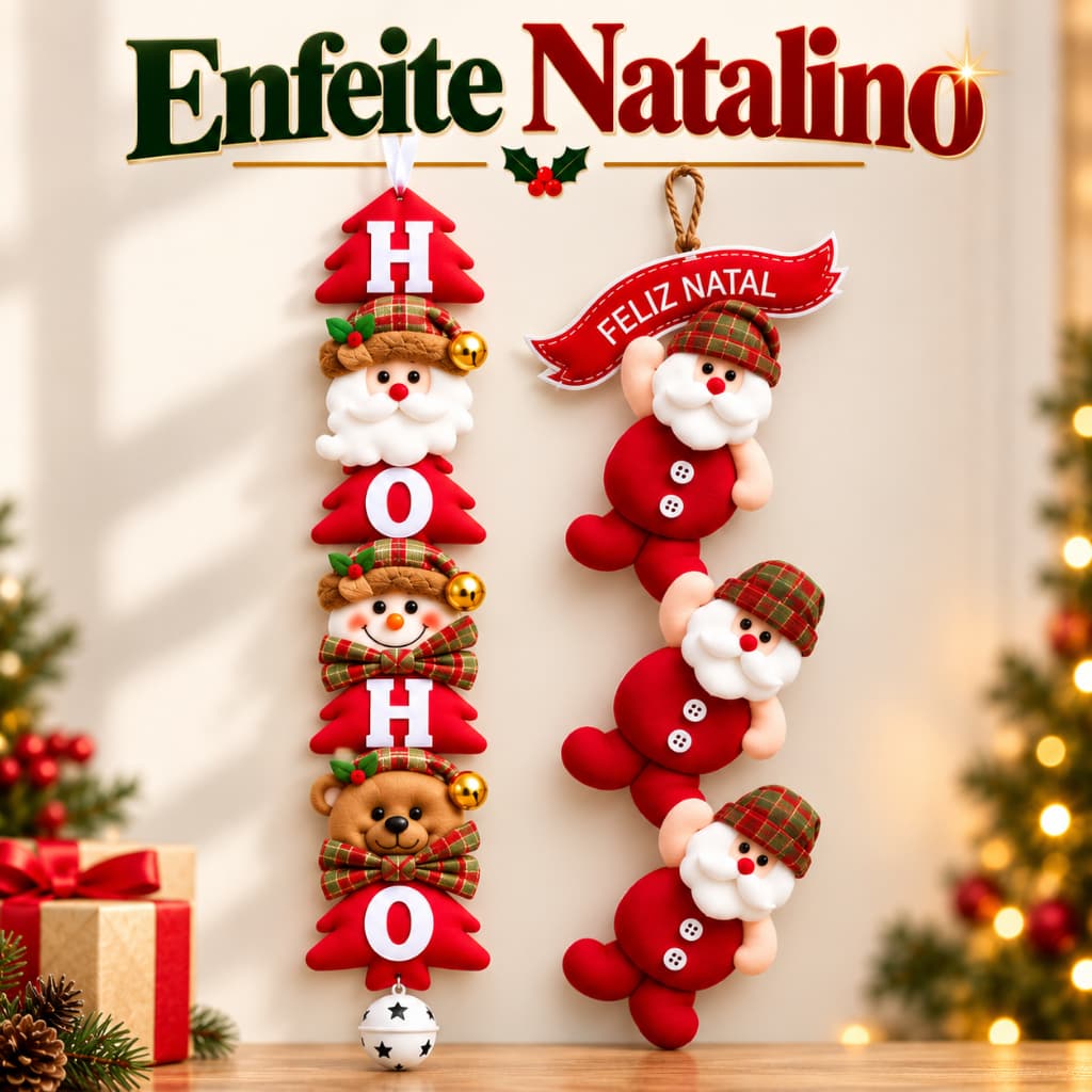 Decoração Natalina Enfeite de Natal Pendente Papai Noel para Porta e Parede Decorativo para Casa Premium