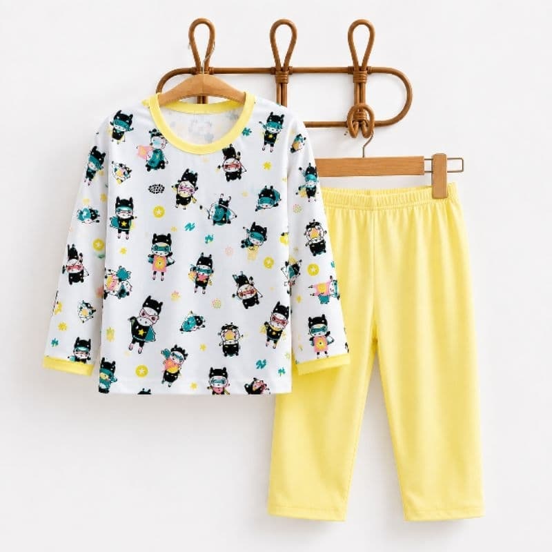 Pijama infantil Premium Masculino de infantil de manga longa e calça de malha fria que não irrita a pele da criança.