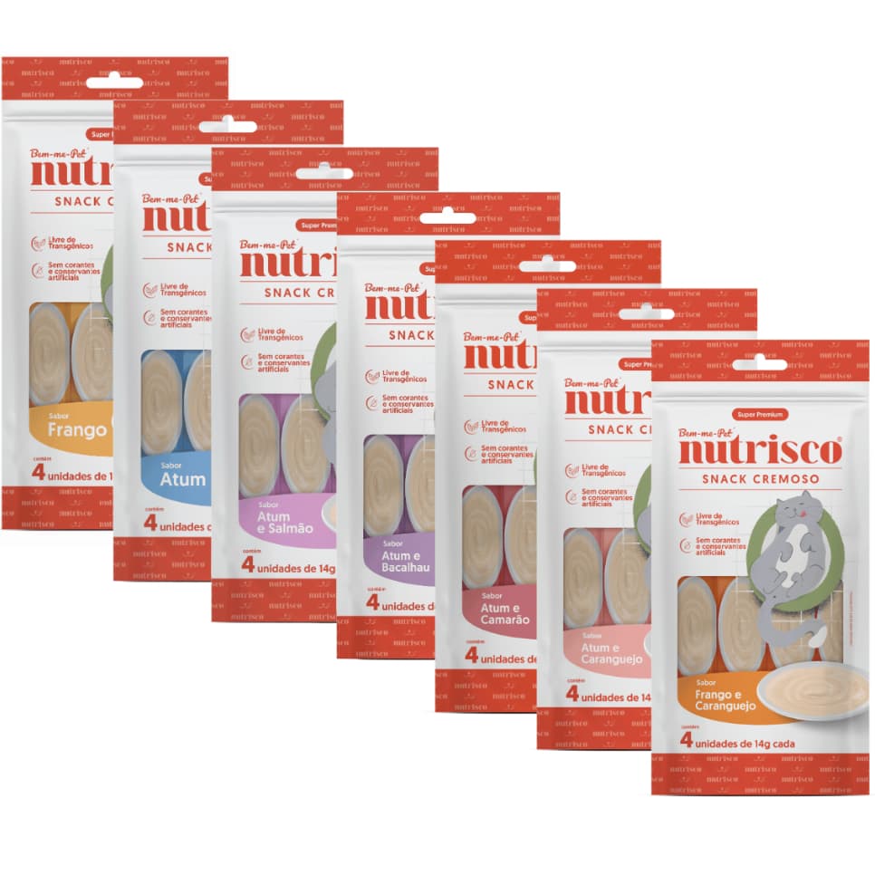 Petisco Cremoso Gato Nutrisco Kit 8 a 2 pacotes 56g cada