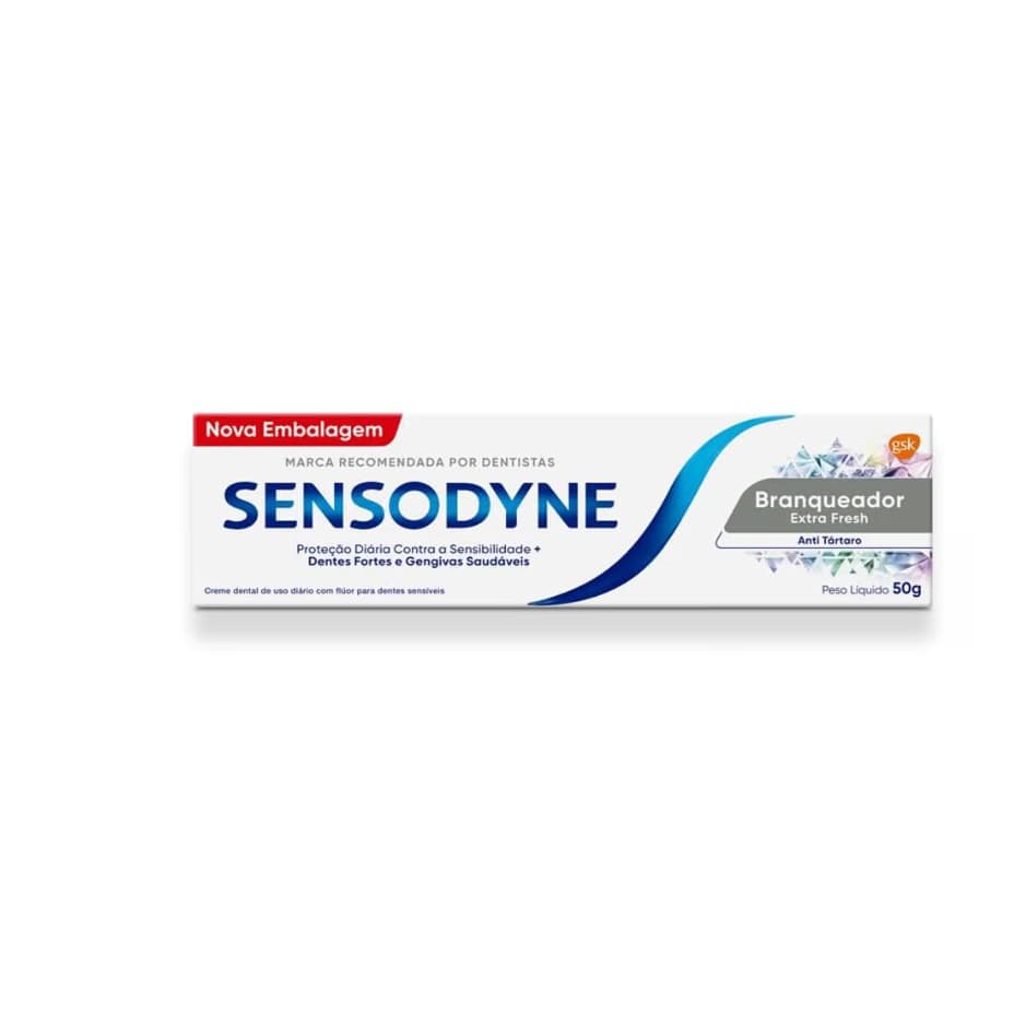 CREME DENTAL SENSODYNE BRANQUEADOR EXTRA FRESH 50G | DENTES SENSÍVEIS