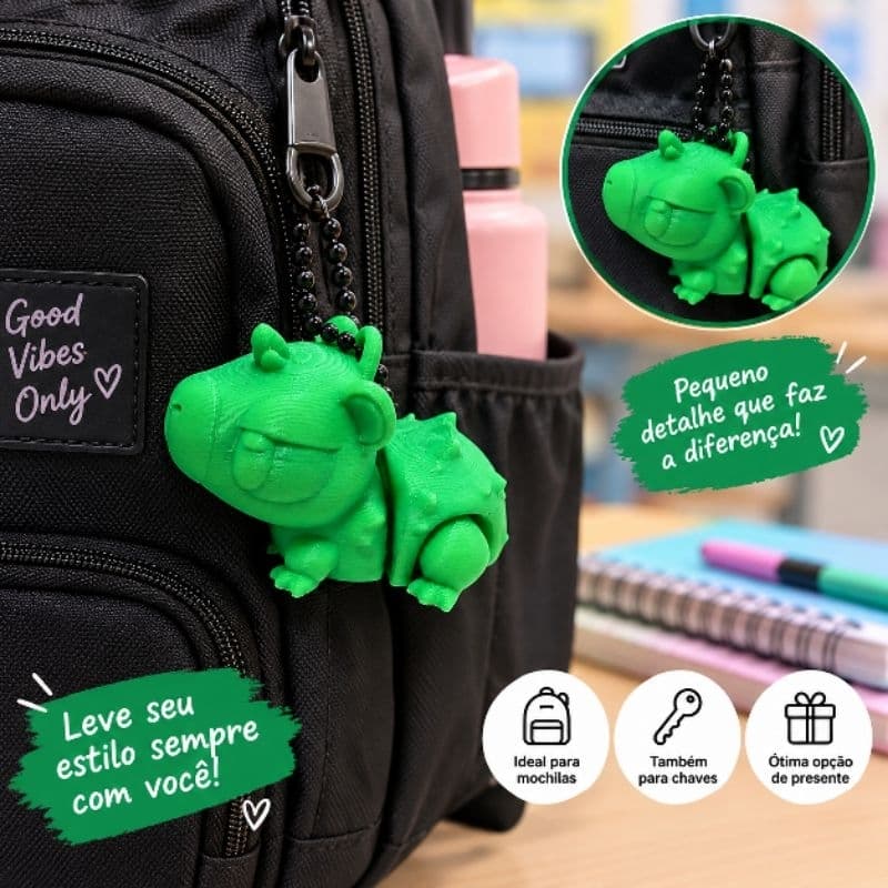 Chaveiro 3D Criativo Pingente Fofo para Mochila Escolar, Chaves e Bolsas