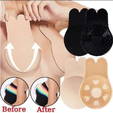 Sutiã Adesivo Mágico Efeito Silicone Levanta Seio Tapa Peito Reutilizável Invisível Orelha de Coelho