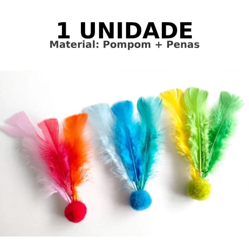 Bolinha pompom com penas para Gato, ping penas bola de pompom com pena brinquedo gato