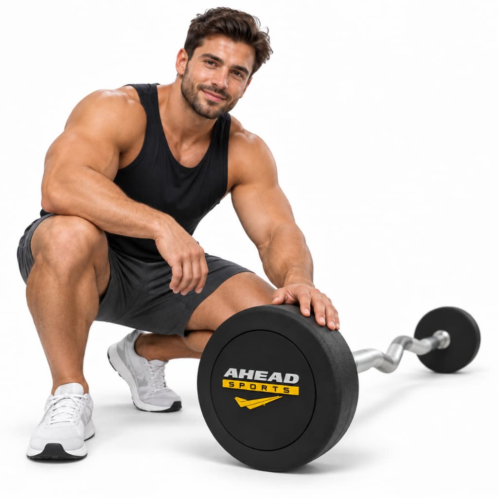 Barra Montada W Ahead Sports Peso Fixo 7,5kg a 20kg Maciça Profissional Academia