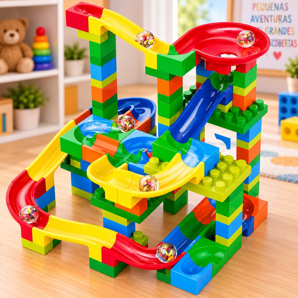 Blocos de Construção Infantil 52 ou 152 Peças Pista de Bolinhas Educativo Criativo