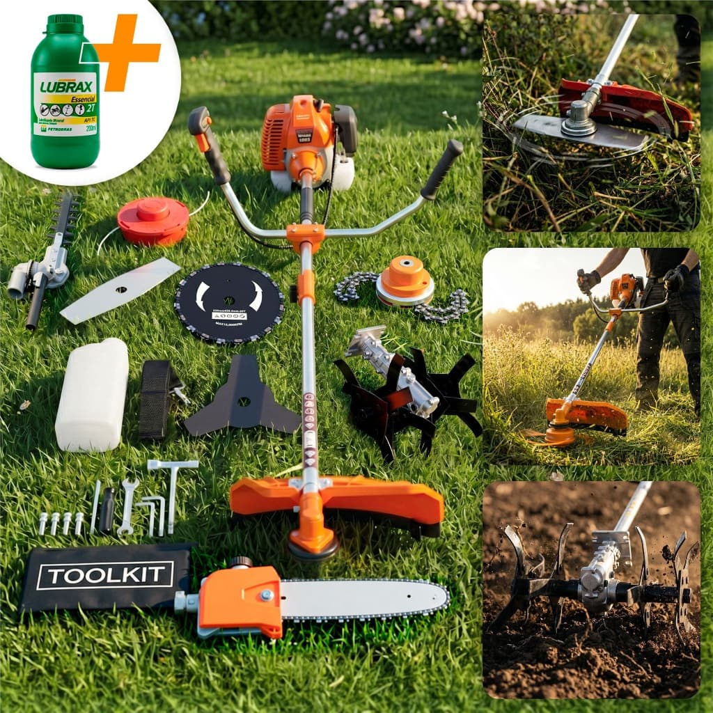 Roçadeira Multifuncional Á Gasolina Profissional 75cc 2 Tempos 3hp Monte Seu Kit Lamina