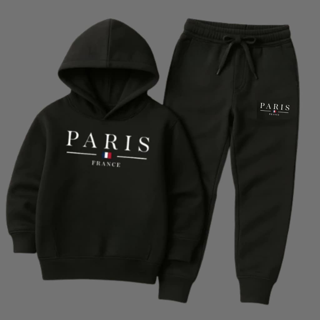 Conjunto Moletom Canguru Infantil Paris  Milano Itália Estiloso Blusa de Frio Calça Masculino Flanelado